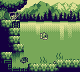 A player player character fishing.