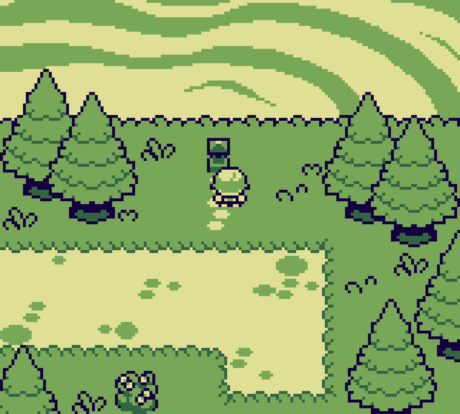 A player character looking at a small shrine on a mountain top.